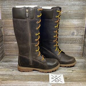 NWOT Timberland Girls Classic Tall Lace Up Boots With Side Zip